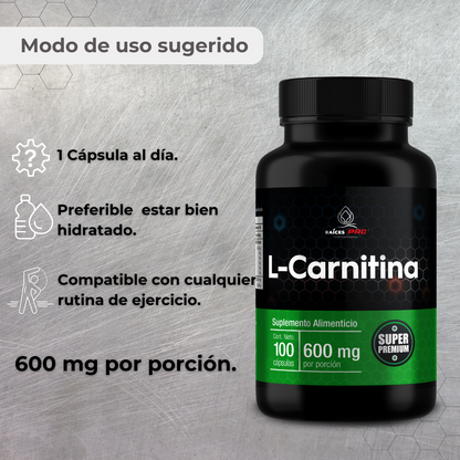 L Carnitina Super Premium 100 Cápsulas Raíces Pro