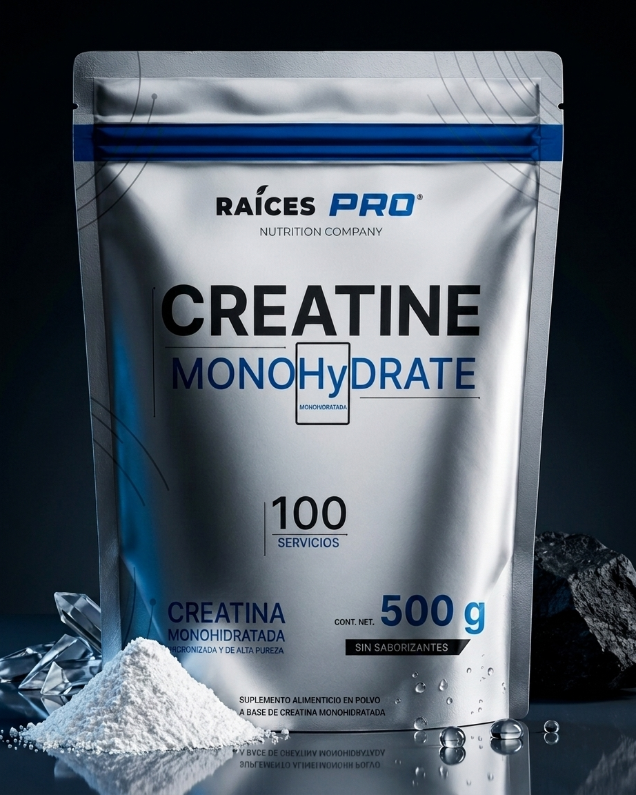 Creatina Monohidratada Micronizada en Polvo Raíces Pro Suplemento Alimenticio