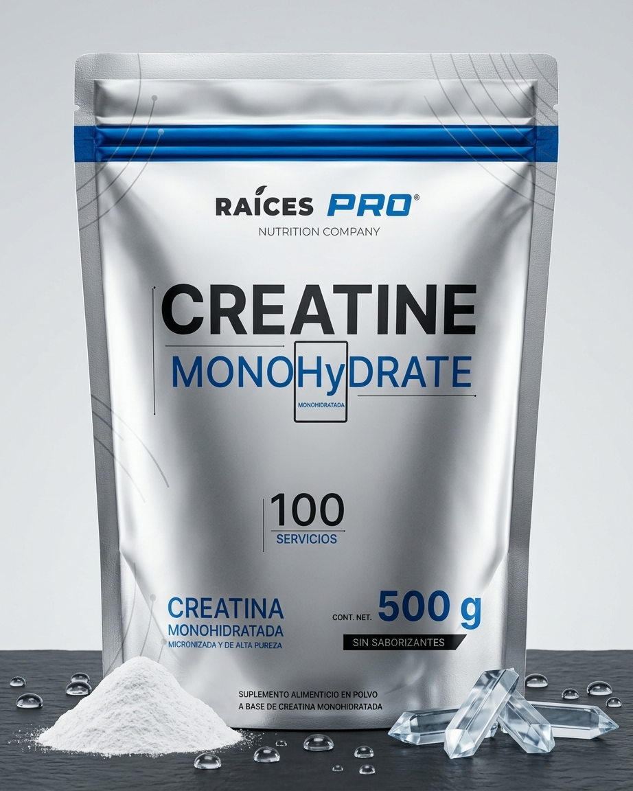 Creatina Monohidratada Micronizada en Polvo Raíces Pro Suplemento Alimenticio