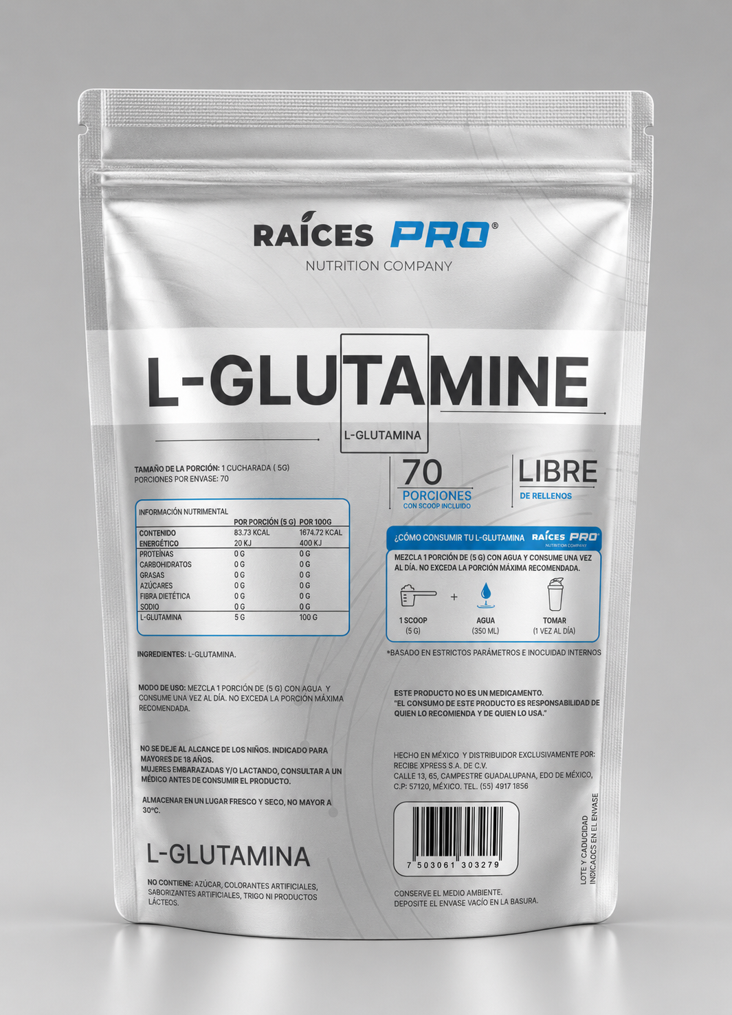 L glutamina raices pro en polvo